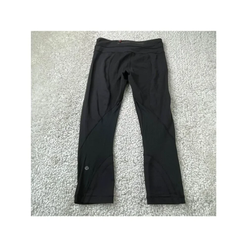Lululemon Run Inspire Crop Legging Black Womens 6 FLAW